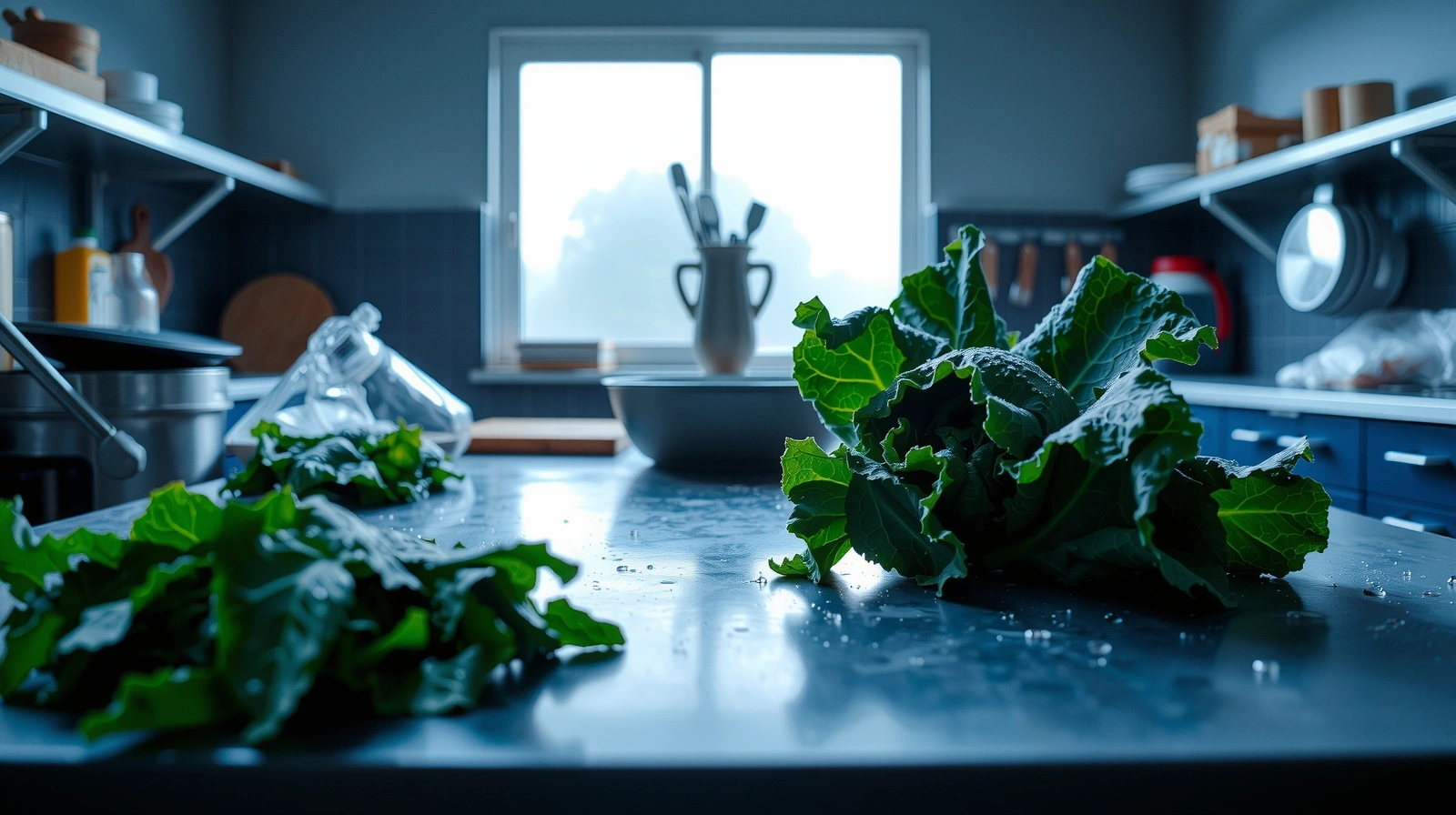 Raw vegetables on steel